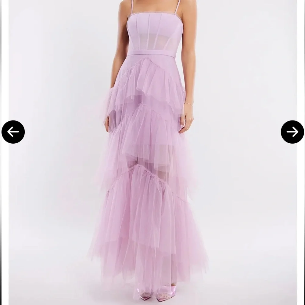 BCBGMaxAzria Tiered Tulle Evening Gown - Picture 8 of 8